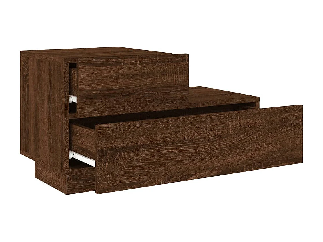 Table de chevet avec lumières LED chêne marron 70x36x40,5 cm