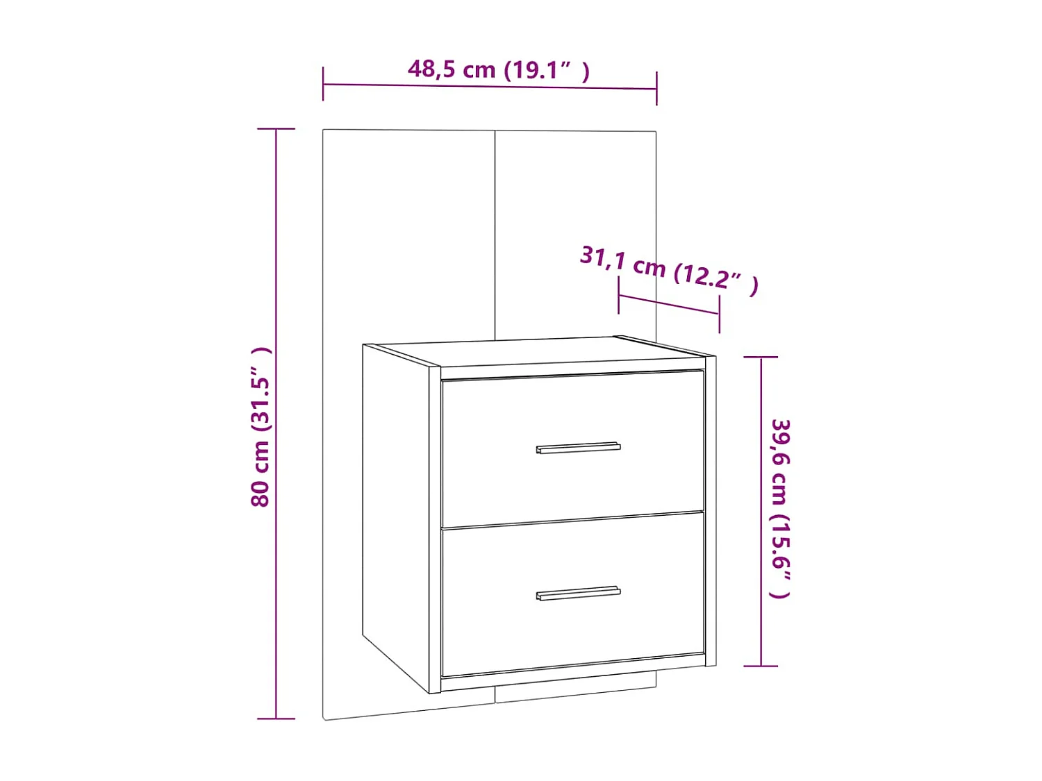 Table de chevet murale Blanc