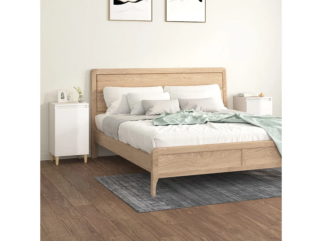 Nachtkastjes 2 st 40x35x70 cm bewerkt hout hoogglans wit