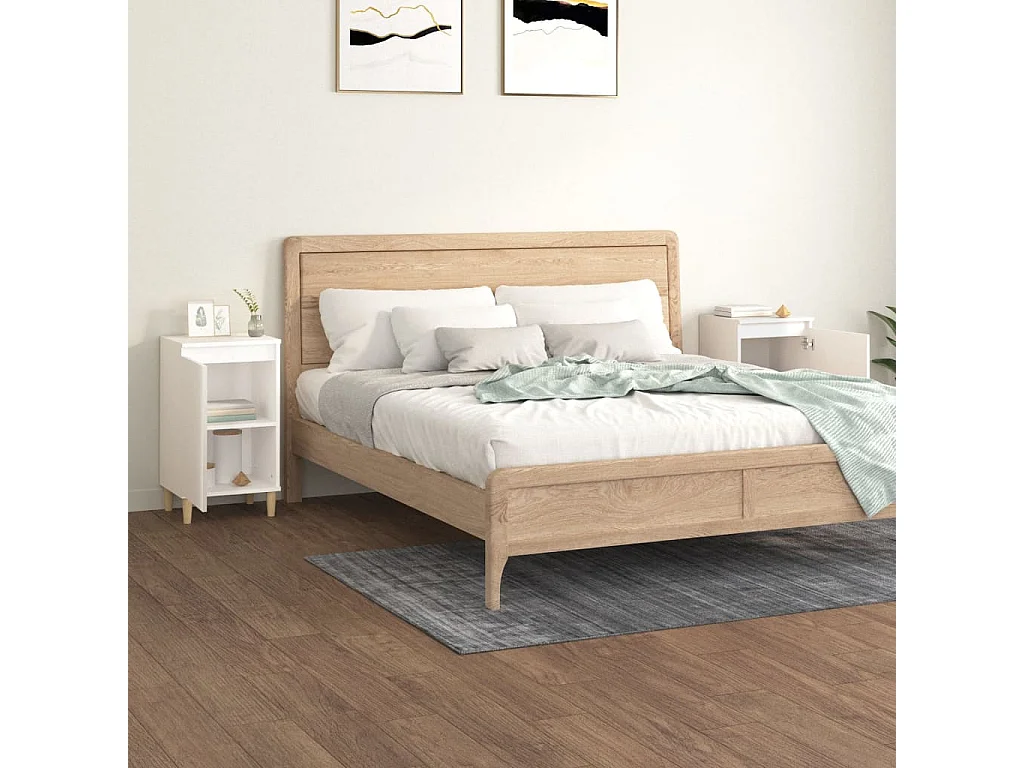 Nachtkastjes 2 st 40x35x70 cm bewerkt hout hoogglans wit