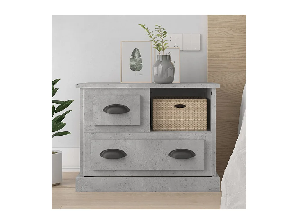 Table de chevet gris béton 60x39x45 cm