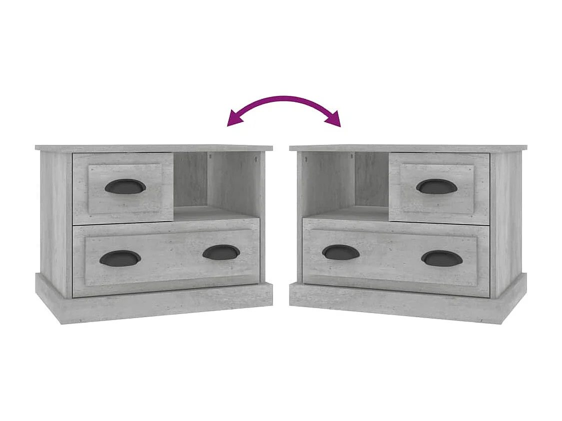 Table de chevet gris béton 60x39x45 cm