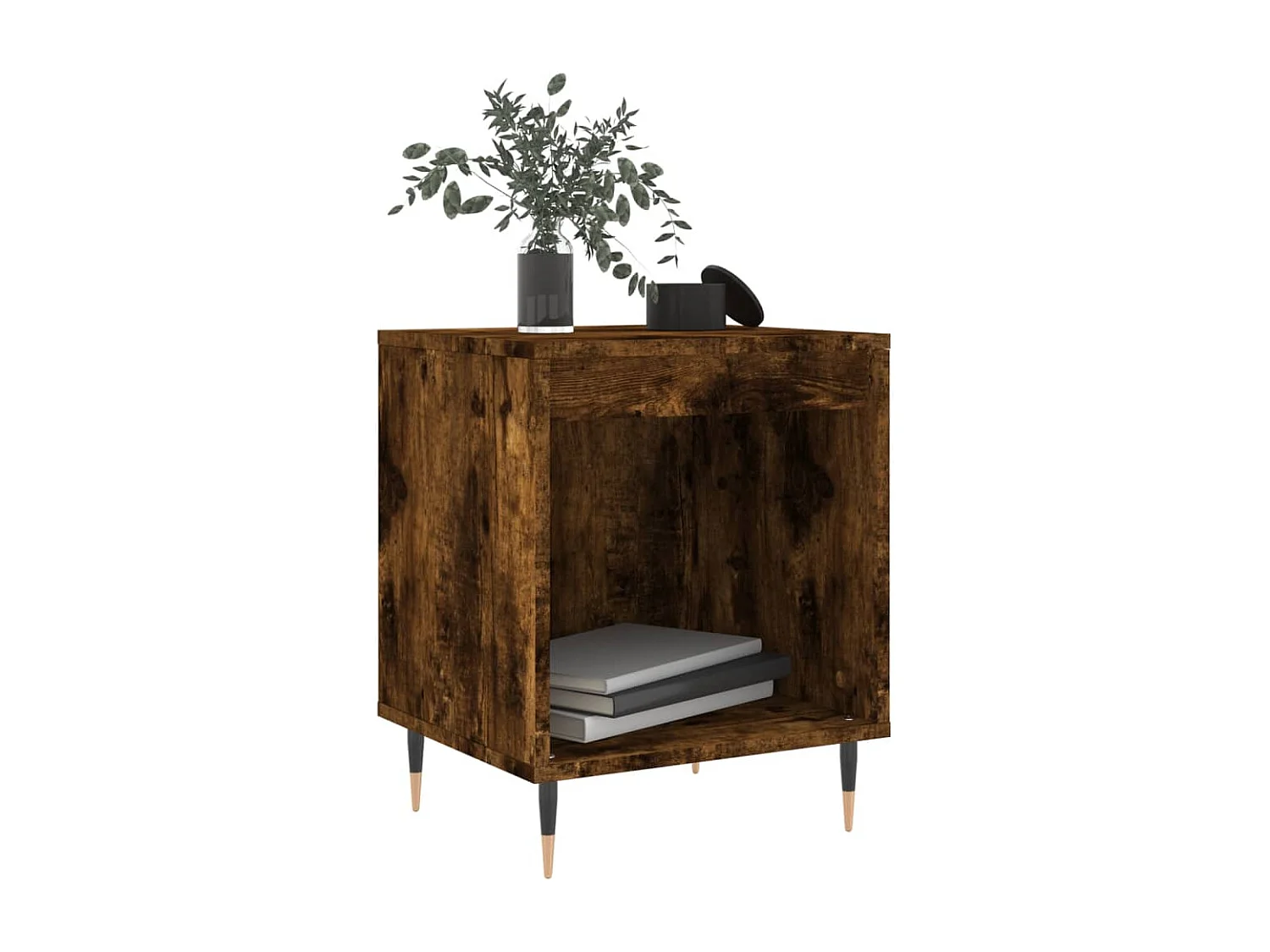 Table de chevet chêne fumé 40x35x50 cm bois d’ingénierie