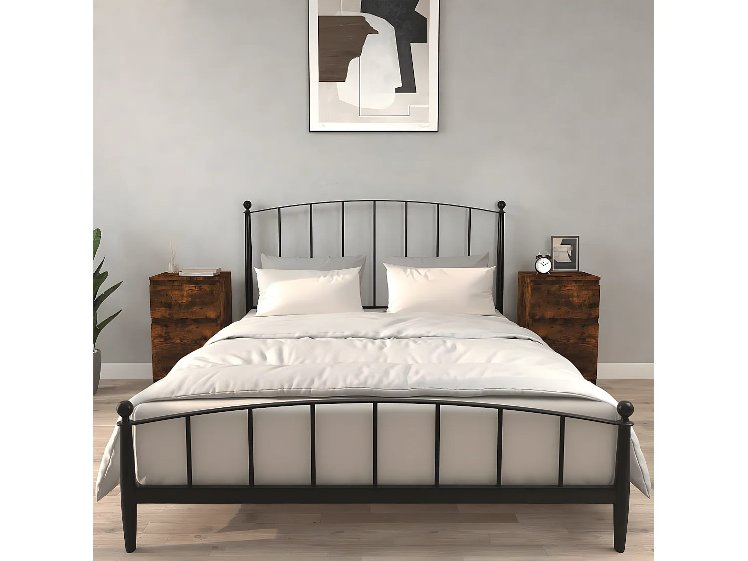 Tables de chevet 2 pièces chêne fumé 40x35x70 cm