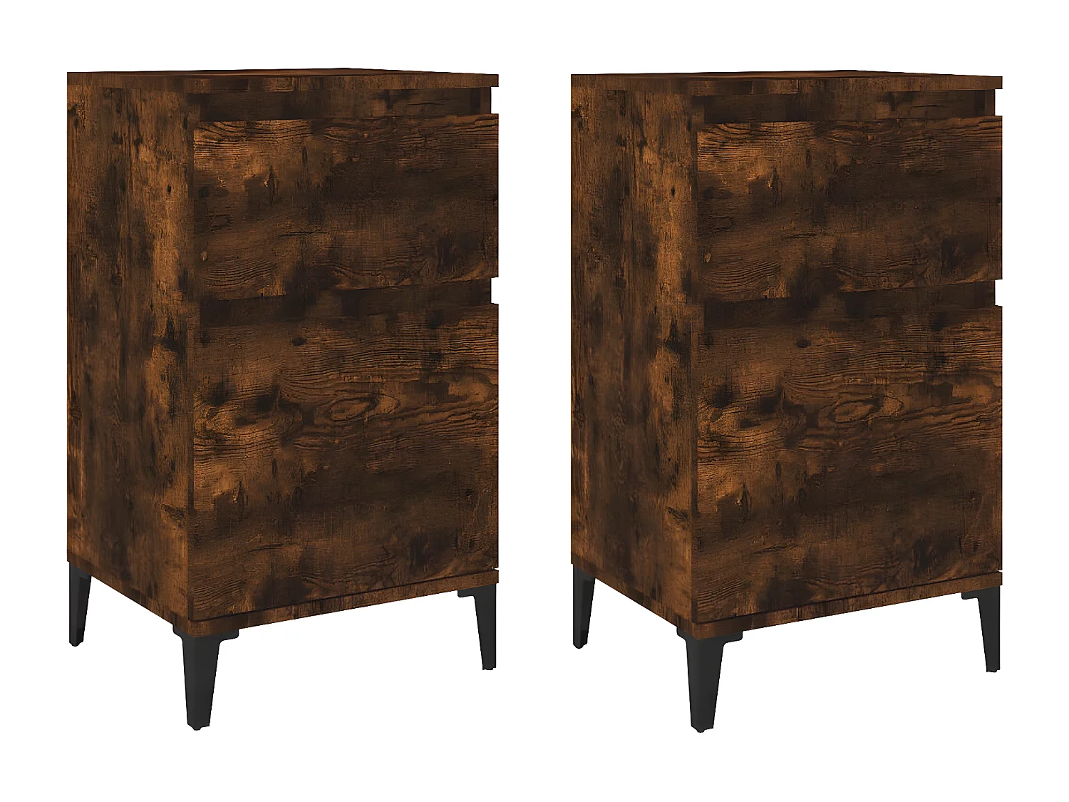 Tables de chevet 2 pièces chêne fumé 40x35x70 cm