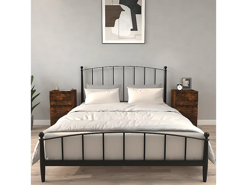 Tables de chevet 2 pièces chêne fumé 40x35x70 cm