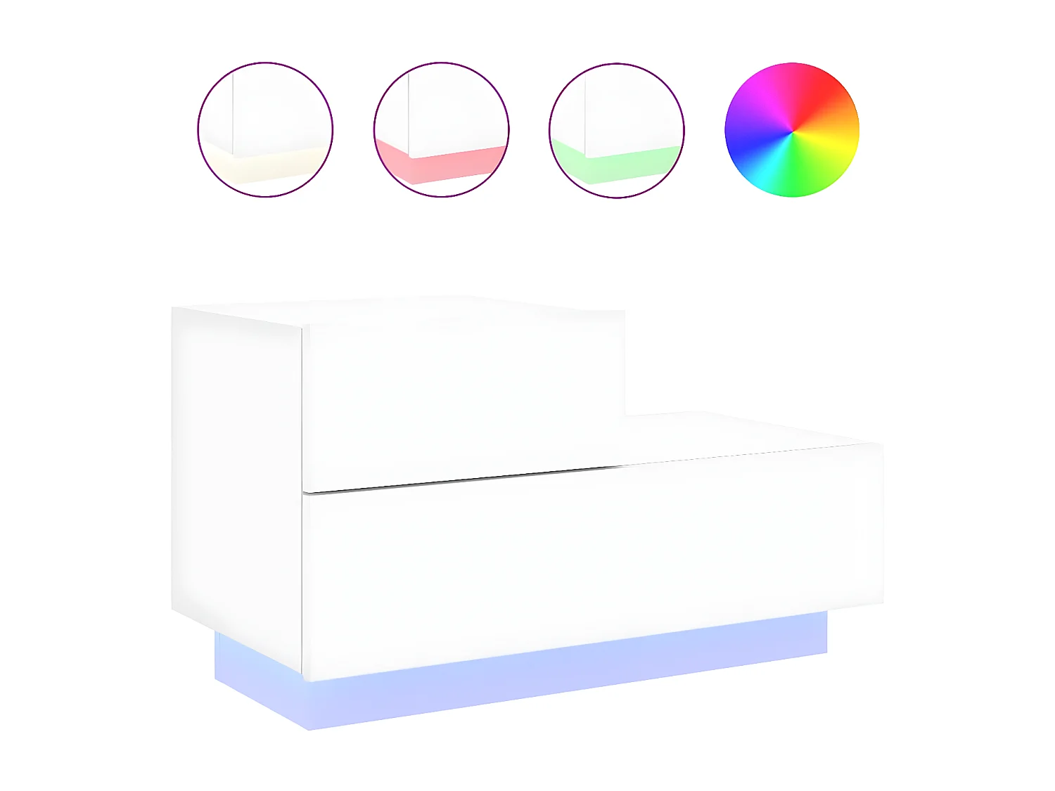 Nachtkastje met LED-verlichting 70x36x40,5 cm wit