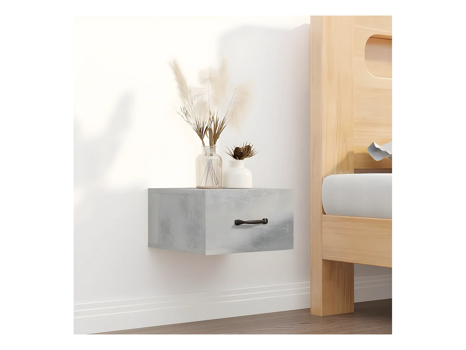 Table de chevet murale Gris béton 35x35x20 cm