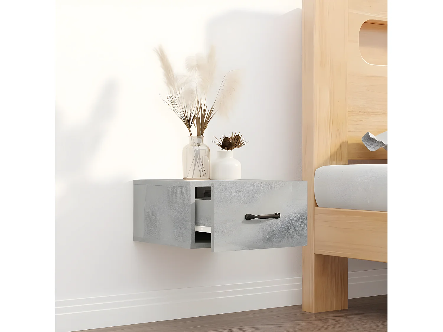 Table de chevet murale Gris béton 35x35x20 cm