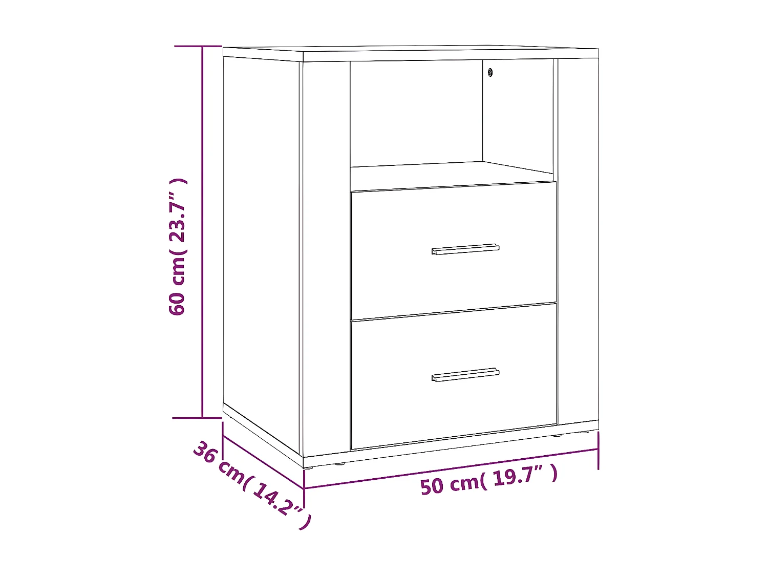 Table de chevet Blanc 50x36x60 cm Bois d'ingénierie