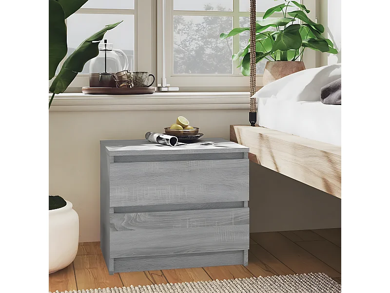 Mesitas de noche 2 unidades contrachapado gris Sonoma 50x39x43,5 cm