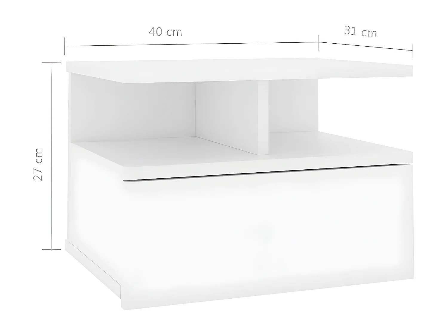 Table de chevet flottante Blanc 40x31x27 cm Bois d'ingénierie