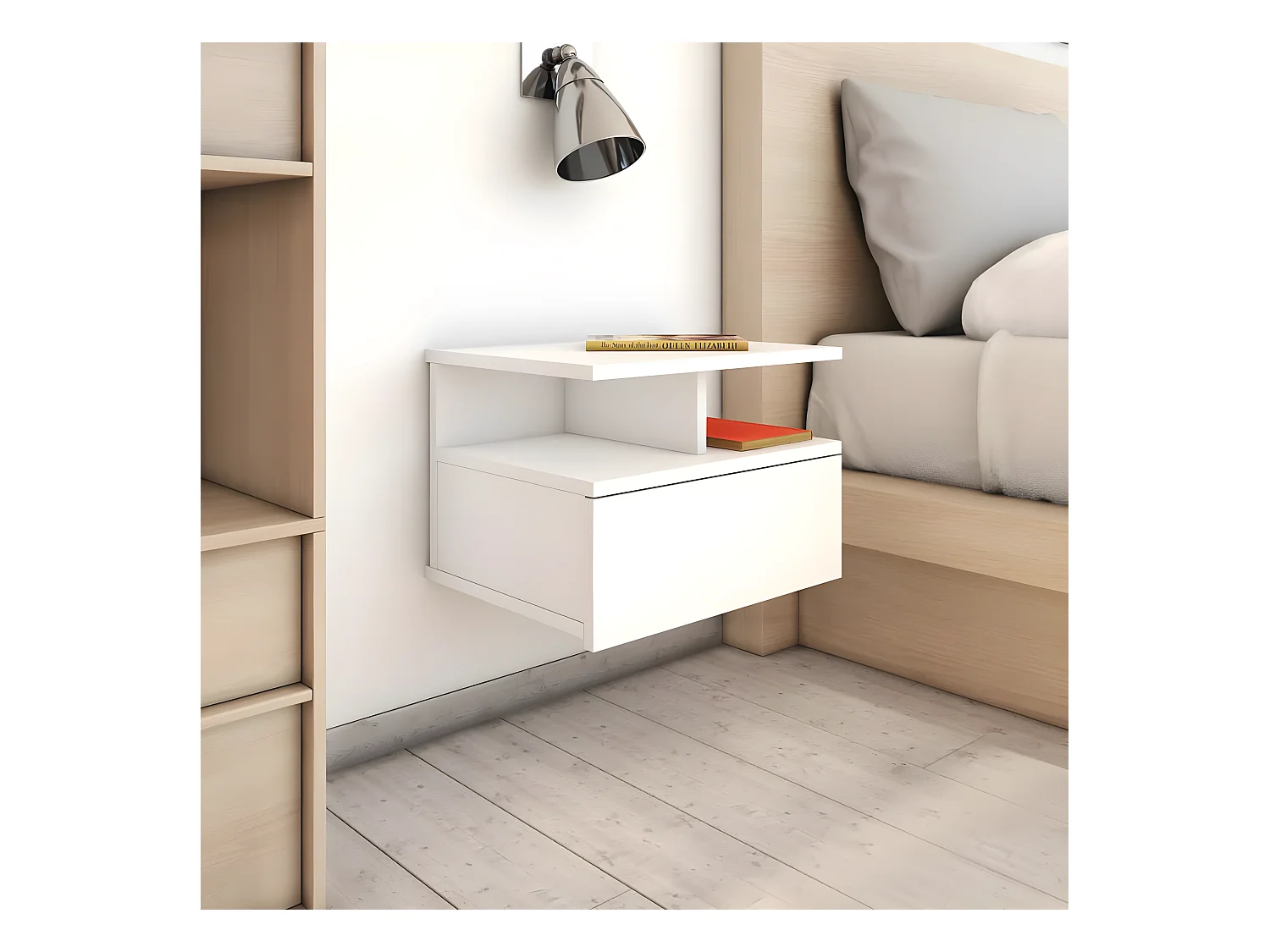 Table de chevet flottante Blanc 40x31x27 cm Bois d'ingénierie