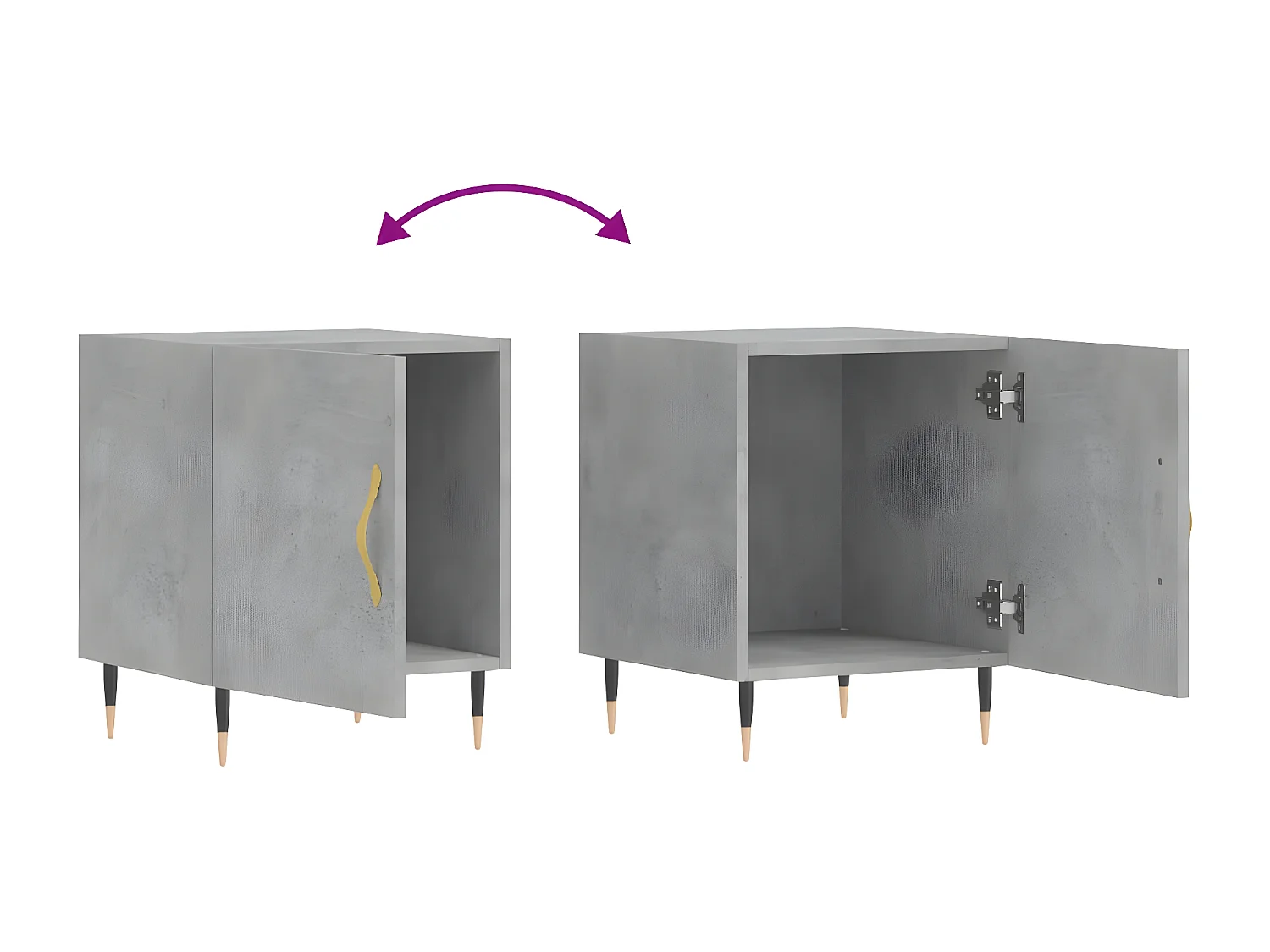 Tables de chevet 2 pièces gris béton 40x40x50 cm bois d’ingénierie