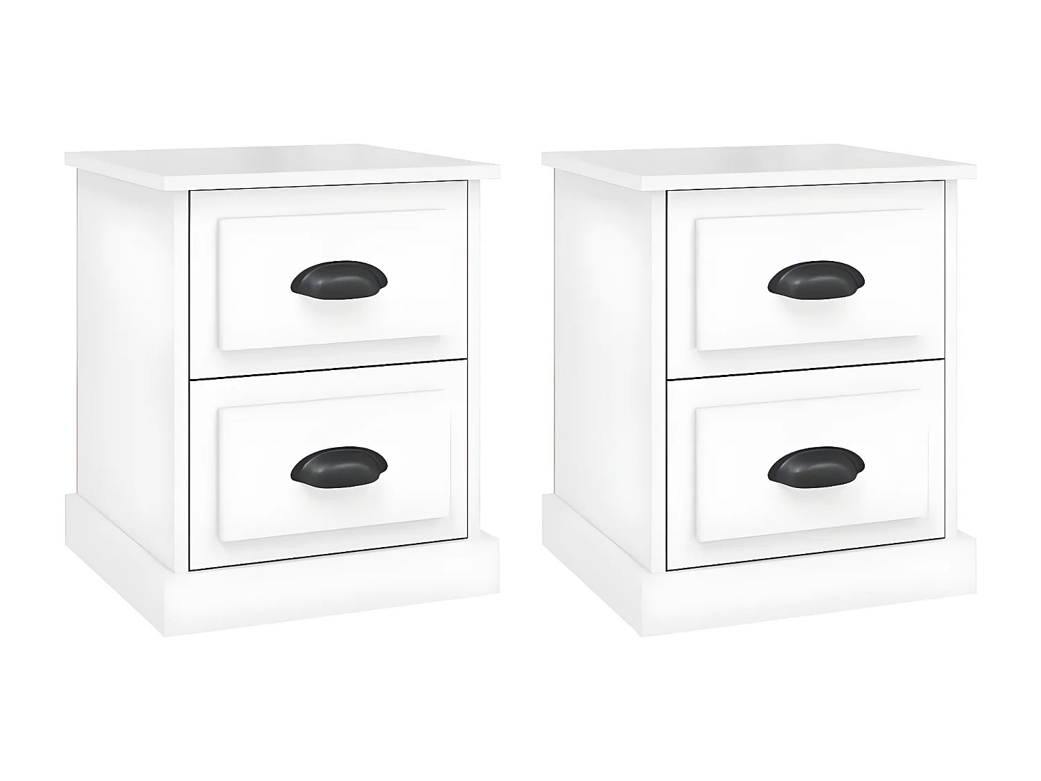 Tables de chevet 2 pièces blanc brillant 39x39x47,5 cm