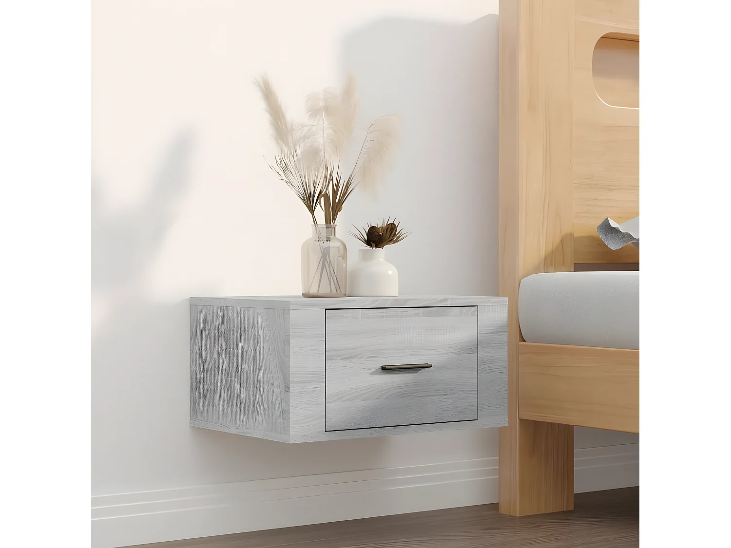 Table de chevet murale Sonoma gris 50x36x25 cm