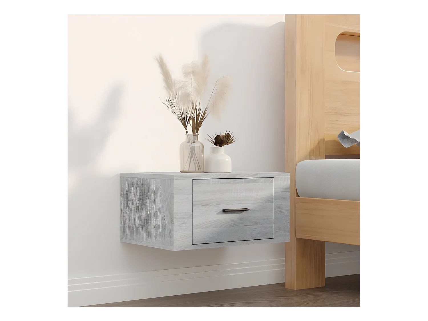 Table de chevet murale Sonoma gris 50x36x25 cm