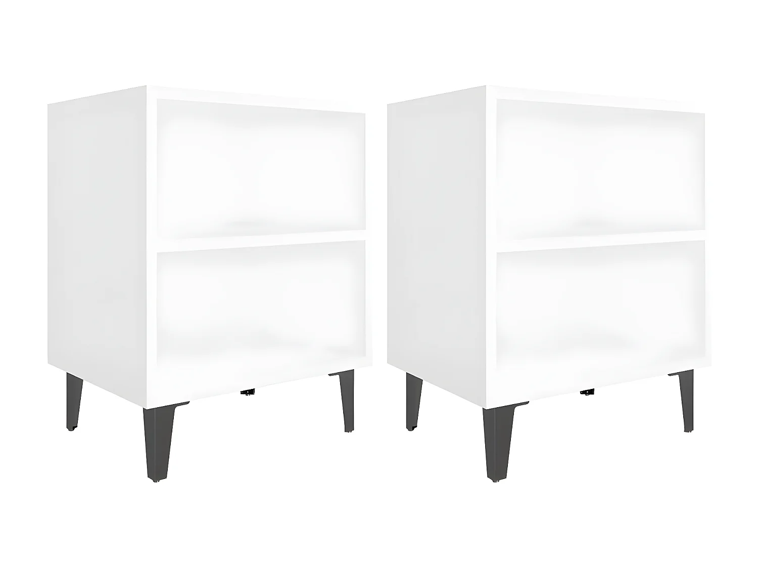 Tables de chevet avec pieds en métal 2 pièces Blanc 40x30x50 cm