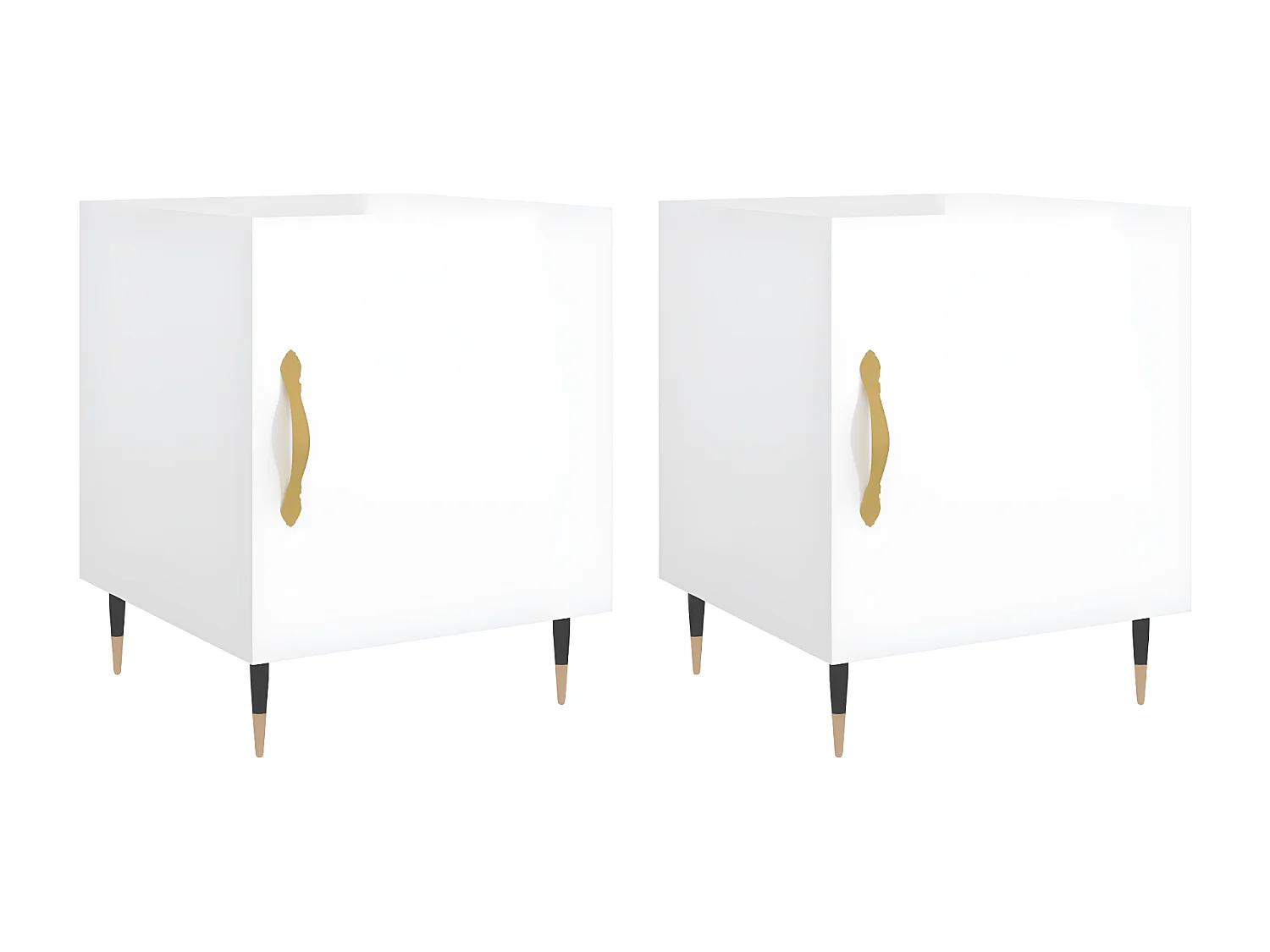 Tables de chevet 2 pièces blanc brillant 40x40x50 cm