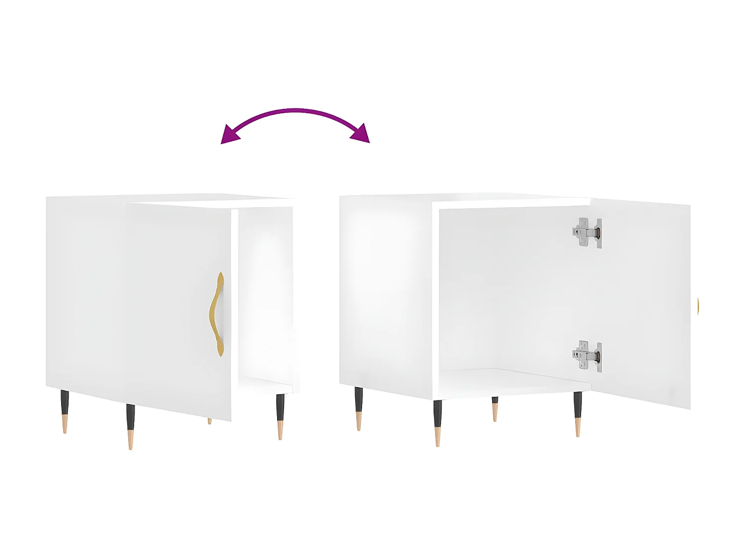 Tables de chevet 2 pièces blanc brillant 40x40x50 cm