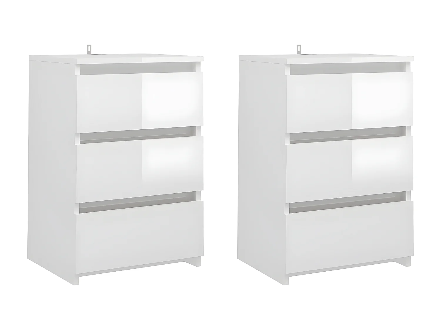 Mesas cabeceira 2 peças 40x35x62,5 cm contraplacado branco brilh.