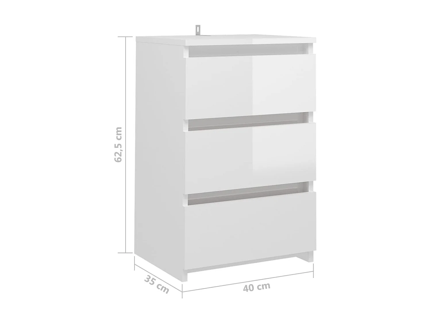 Mesas cabeceira 2 peças 40x35x62,5 cm contraplacado branco brilh.