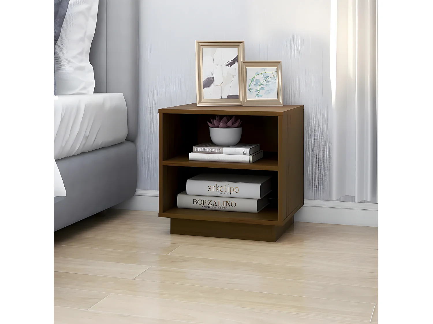 Table de chevet Marron miel 40x34x40 cm Bois de pin solide