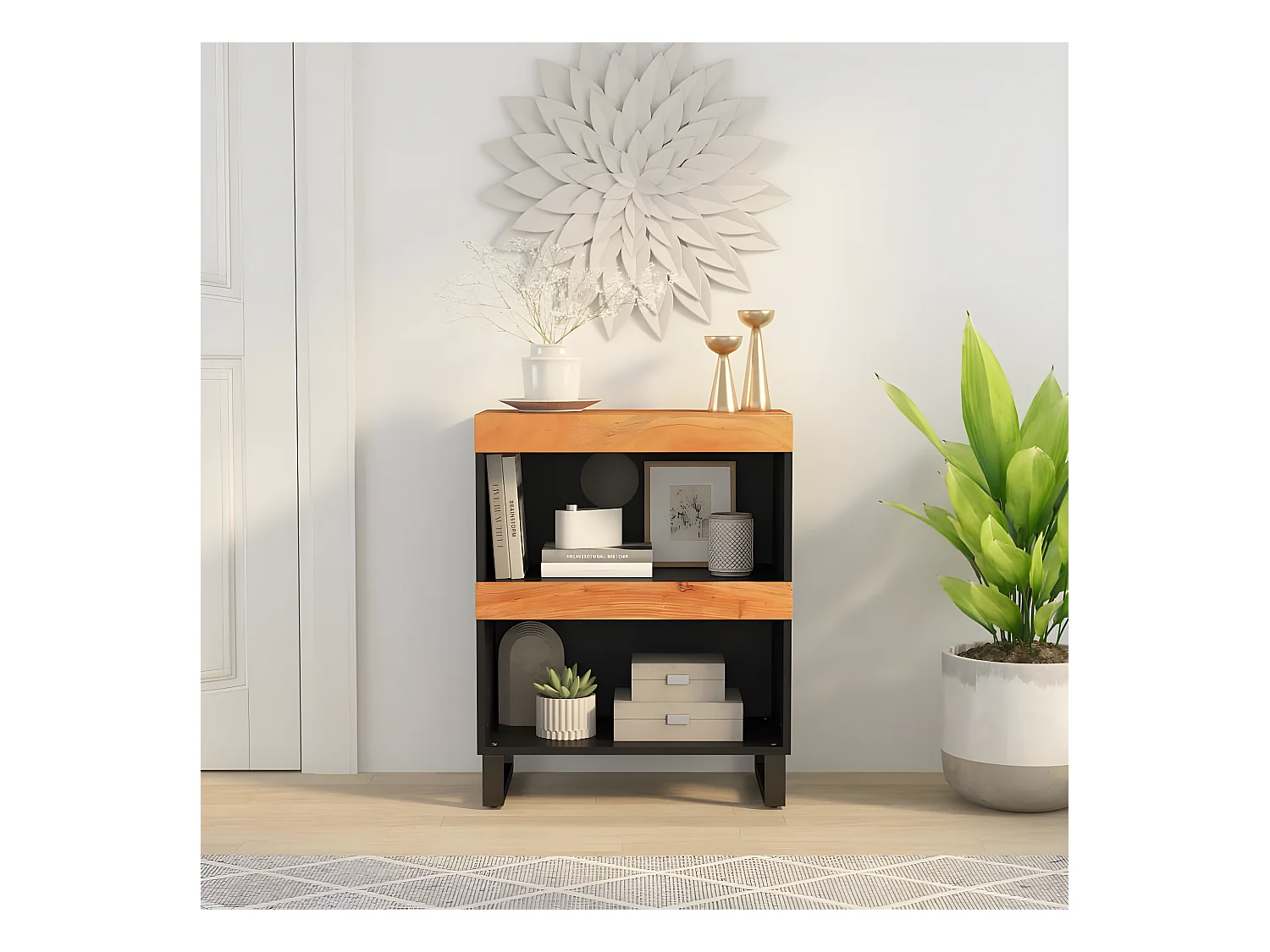 Armario auxiliar madera maciza de acacia 60x33x75 cm