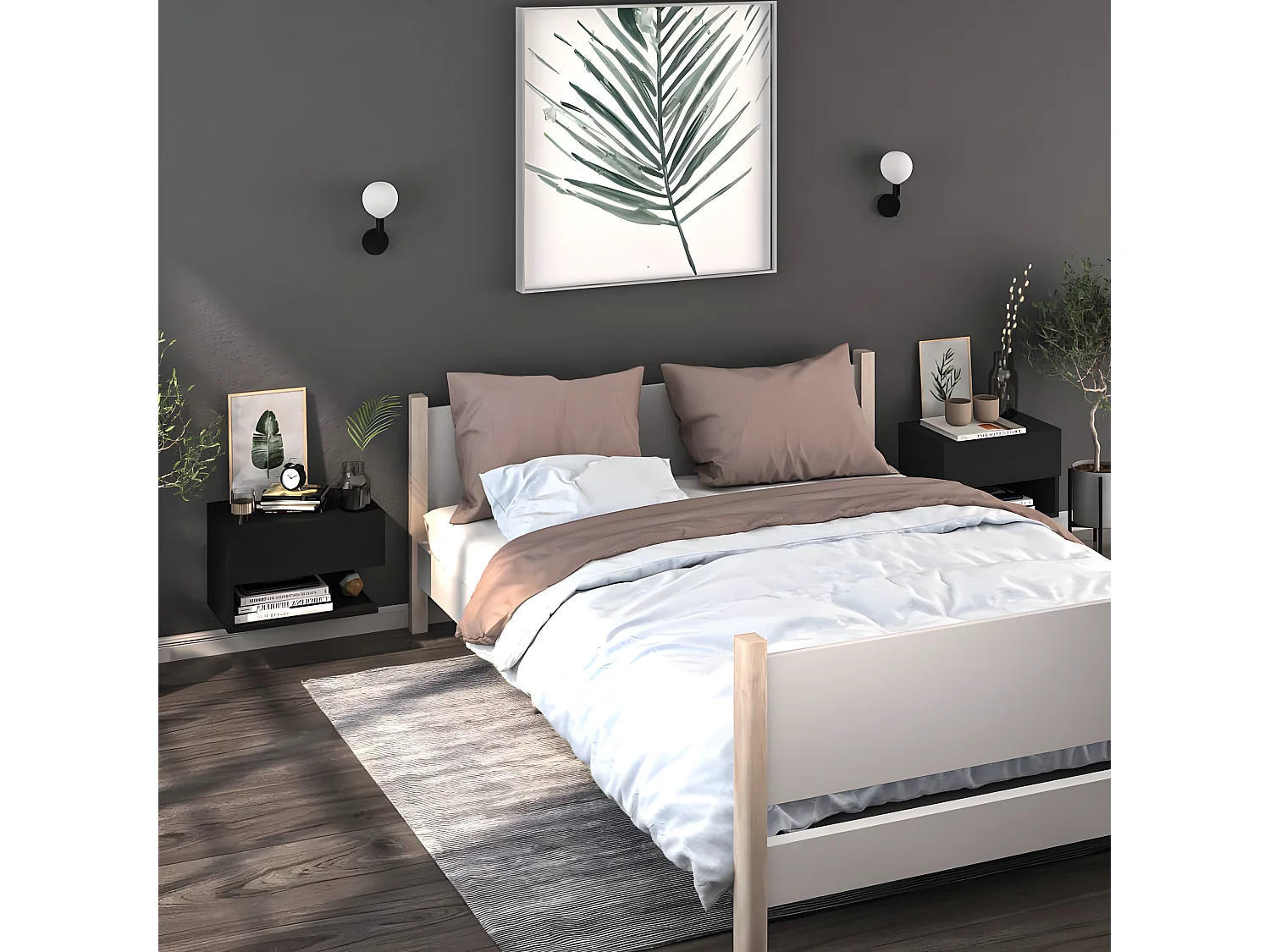 Table de chevet murale Noir