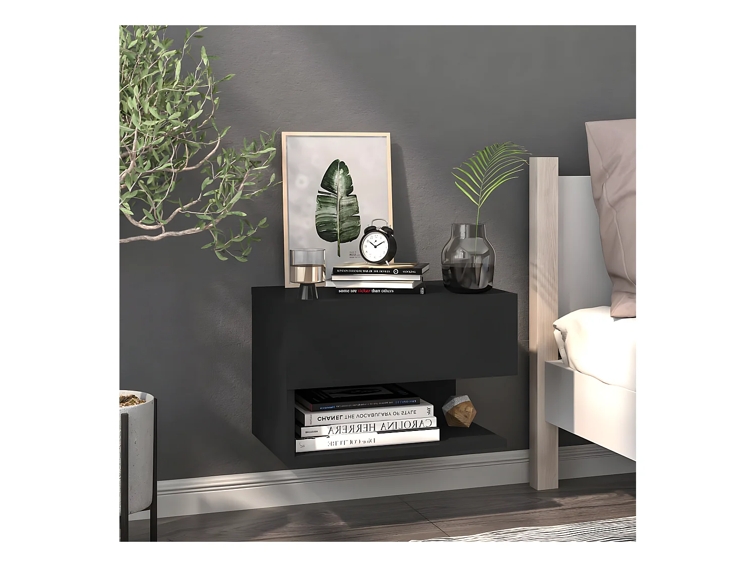 Table de chevet murale Noir