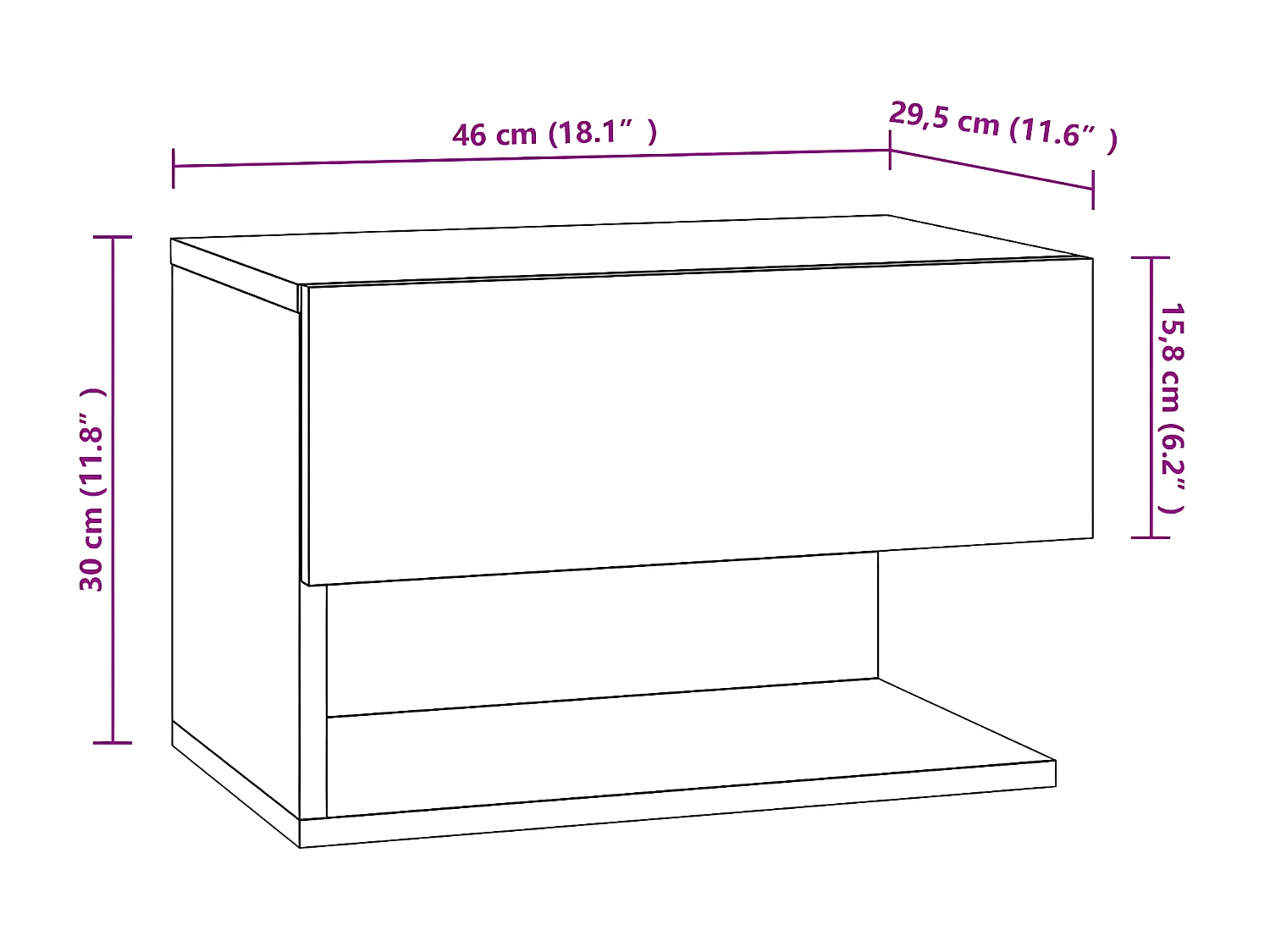 Table de chevet murale Noir