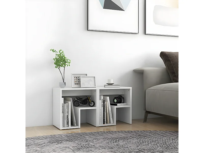 Mesitas de noche 2 unidades madera contrachapada blanco 40x30x40 cm