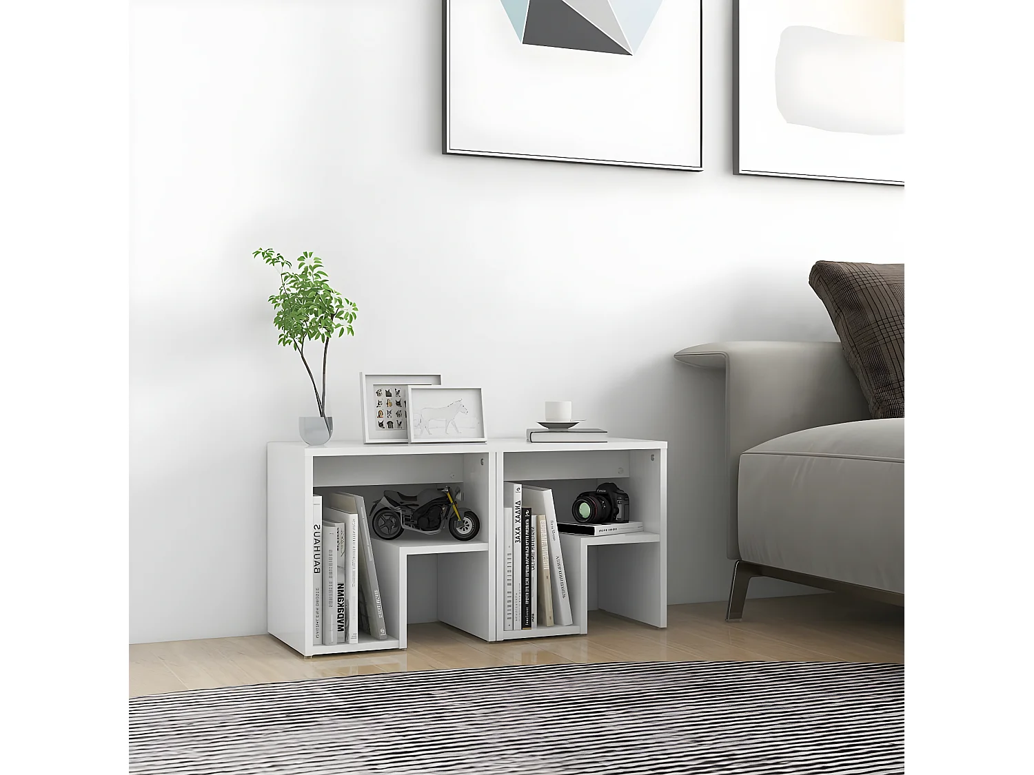 Tables de chevet 2 pièces Blanc 40x30x40 cm Aggloméré