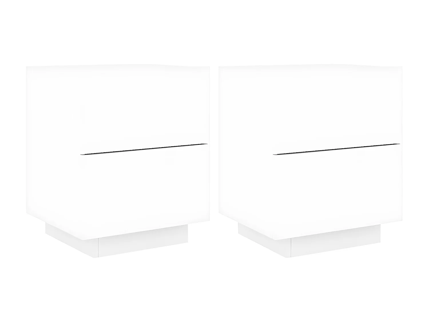 Armoires de chevet et lumières LED 2pièces blanc bois d'ingénierie