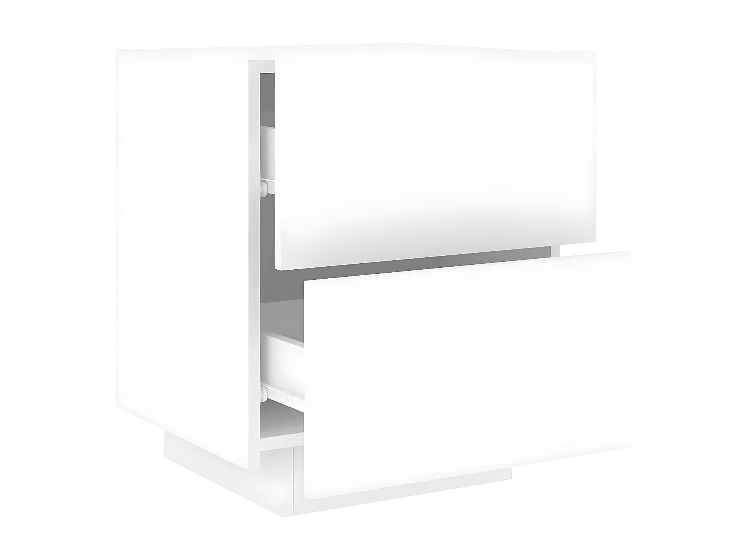 Armoires de chevet et lumières LED 2pièces blanc bois d'ingénierie