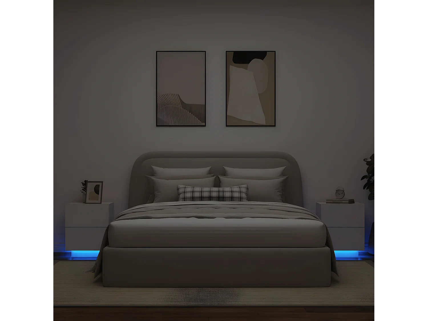 Nachtkastjes met LED-verlichting 2 st bewerkt hout wit