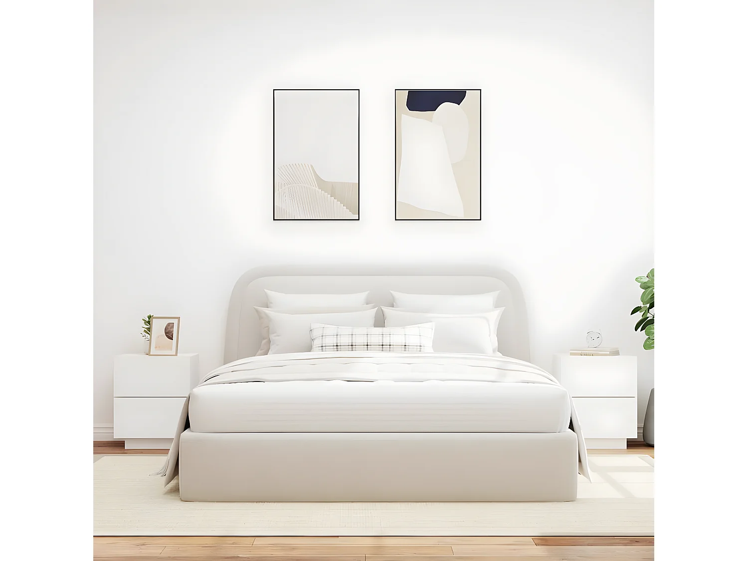 Nachtkastjes met LED-verlichting 2 st bewerkt hout wit