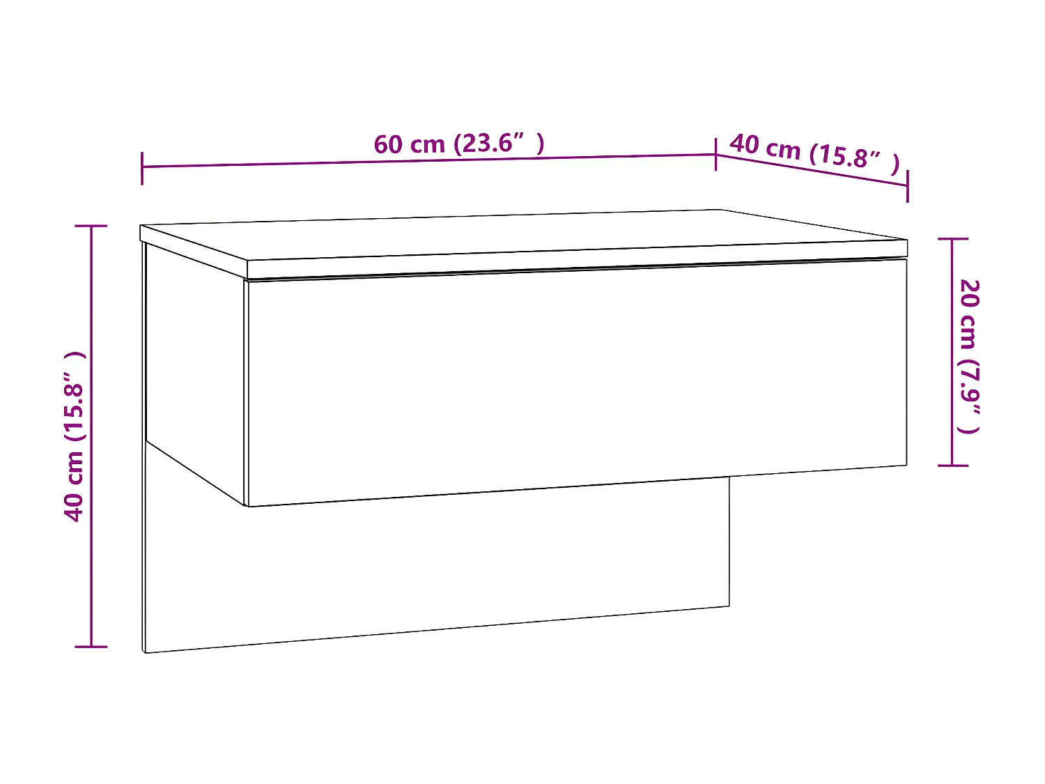 Mesas de cabeceira montagem na parede 2 peças branco brilhante