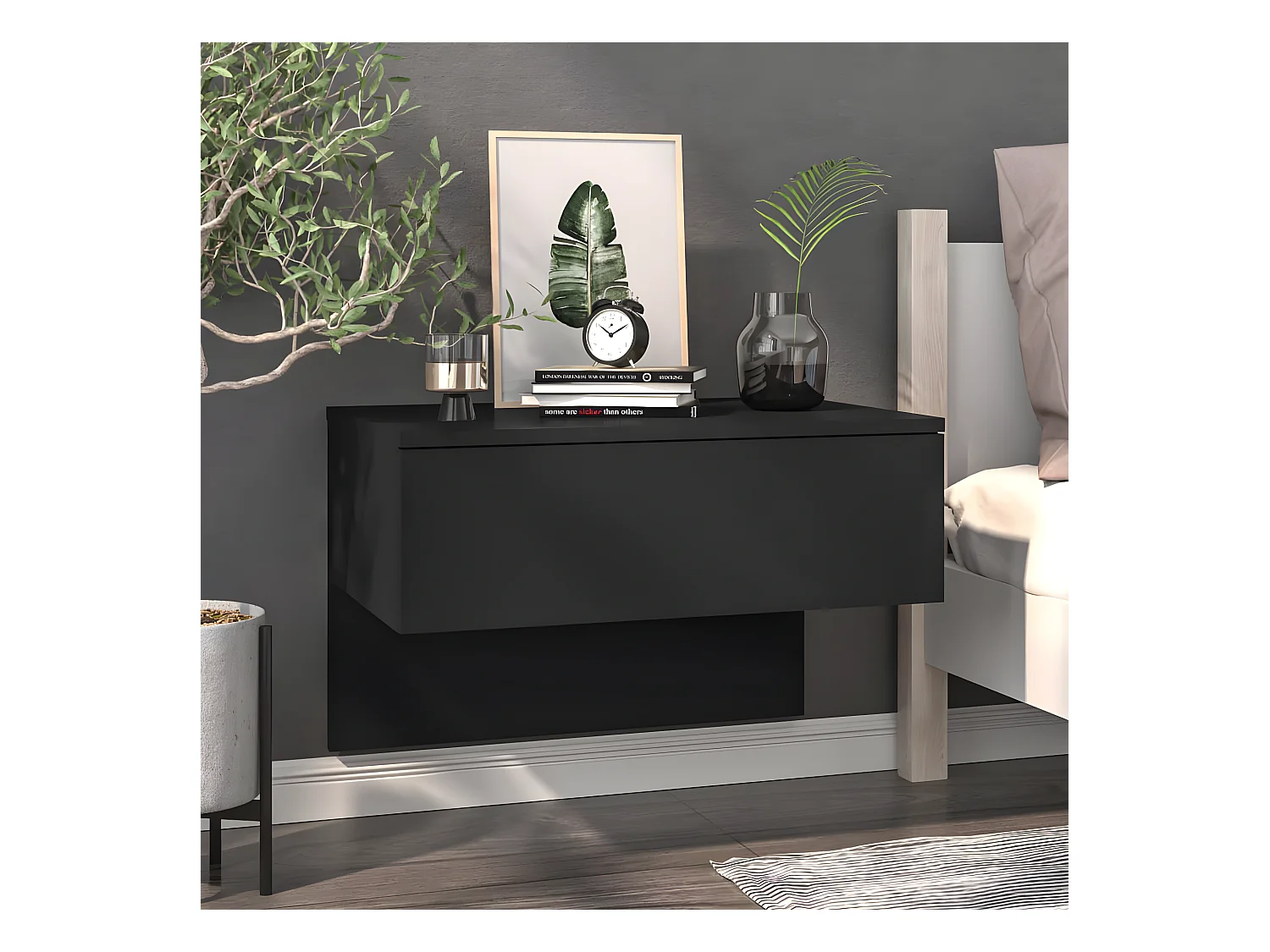 Table de chevet murale Noir