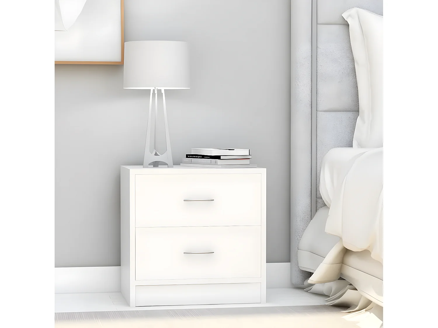 Tables de chevet 2 pièces Blanc 40x30x40 cm Bois d'ingénierie