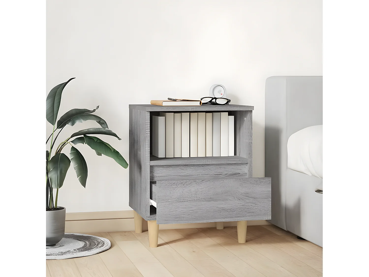 Mesa de cabeceira 40x35x50 cm cinzento sonoma