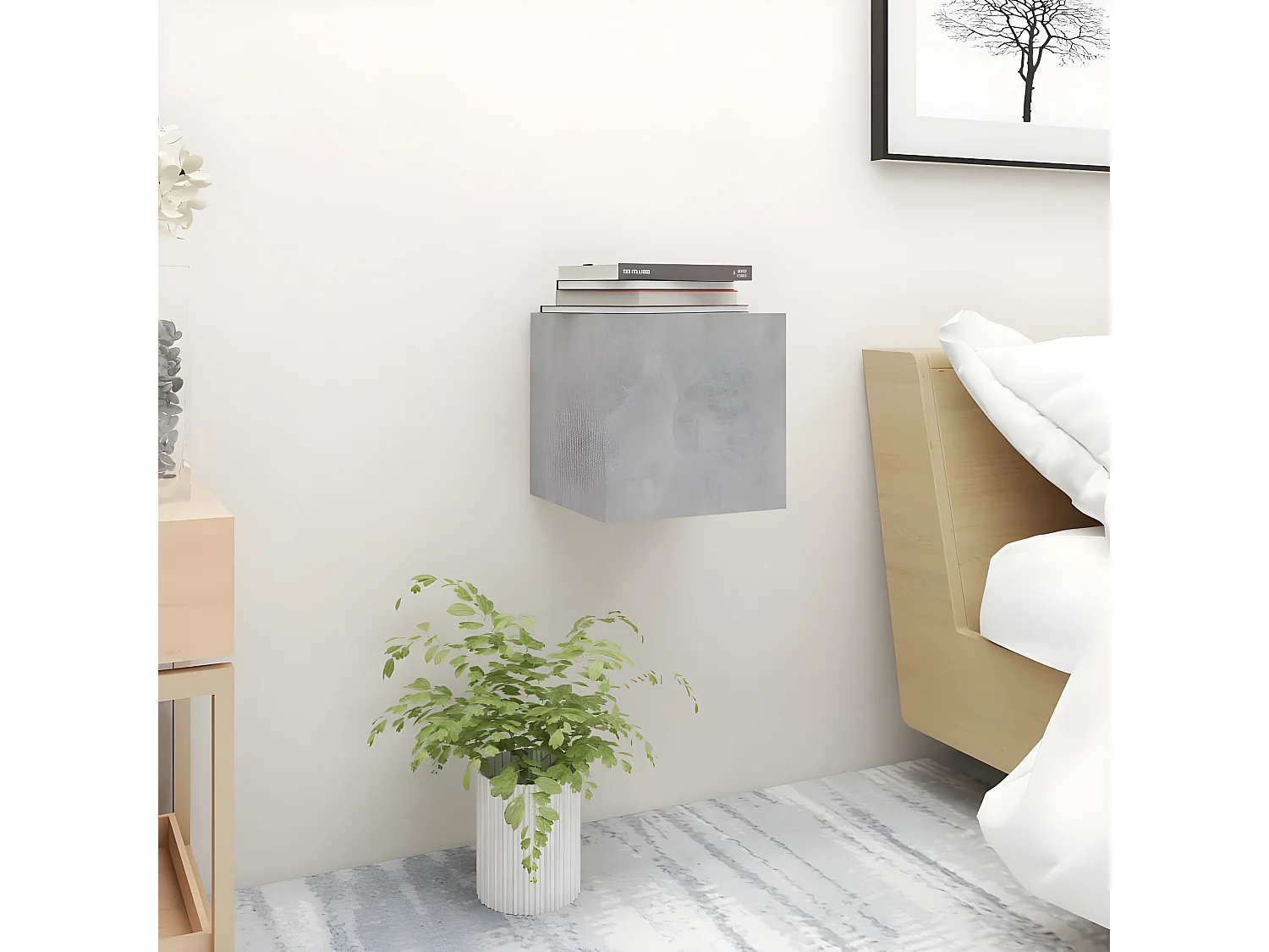 Tables de chevet 2 pièces Gris béton 30,5x30x30 cm Aggloméré