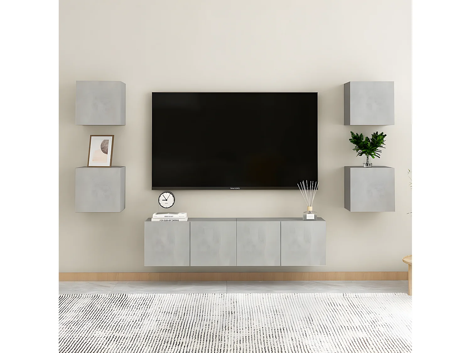 Tables de chevet 2 pièces Gris béton 30,5x30x30 cm Aggloméré