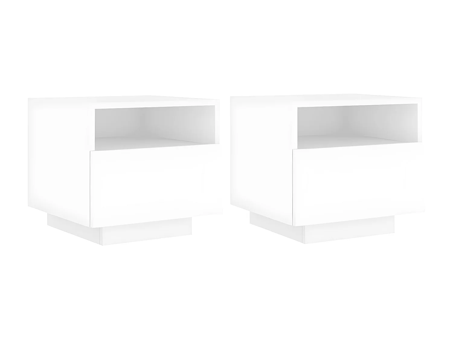 Armoires de chevet avec lumières LED 2 pièces blanc 40x39x37 cm