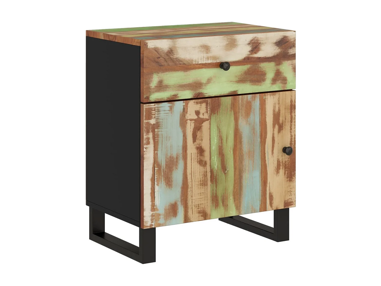 Mesita de noche madera reciclada y contrachapada 50x33x60 cm