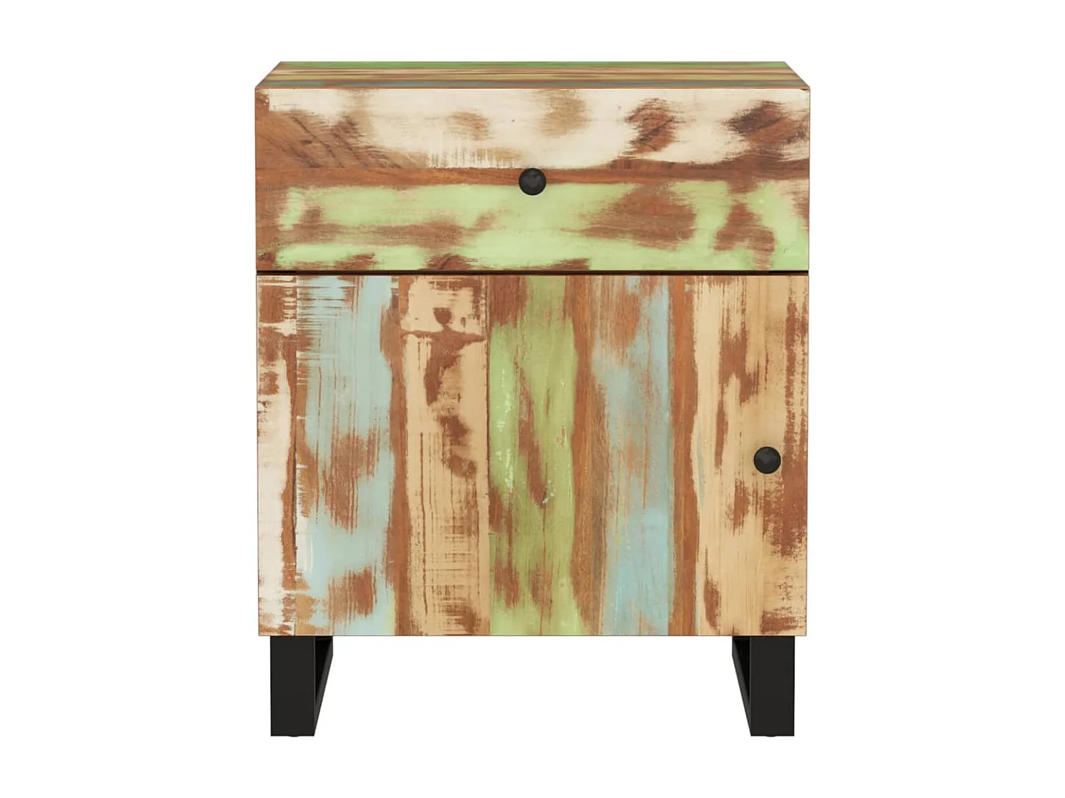 Mesita de noche madera reciclada y contrachapada 50x33x60 cm