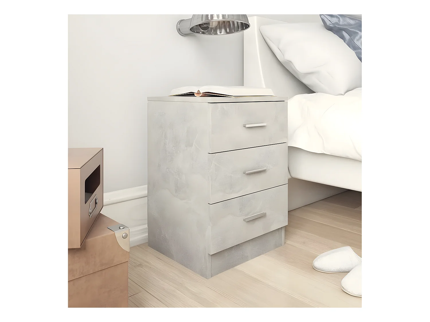 Tables de chevet 2 pièces Gris béton 38 x 35 x 56 cm Aggloméré