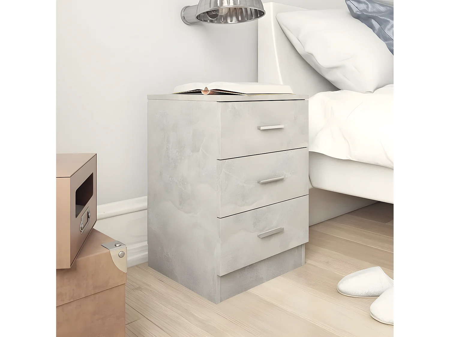 Nachtkastjes 2 st 38x35x56 cm bewerkt hout betongrijs