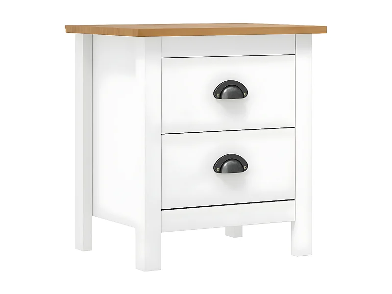 Table de chevet Hill Blanc 46x35x49,5 cm Bois de pin solide