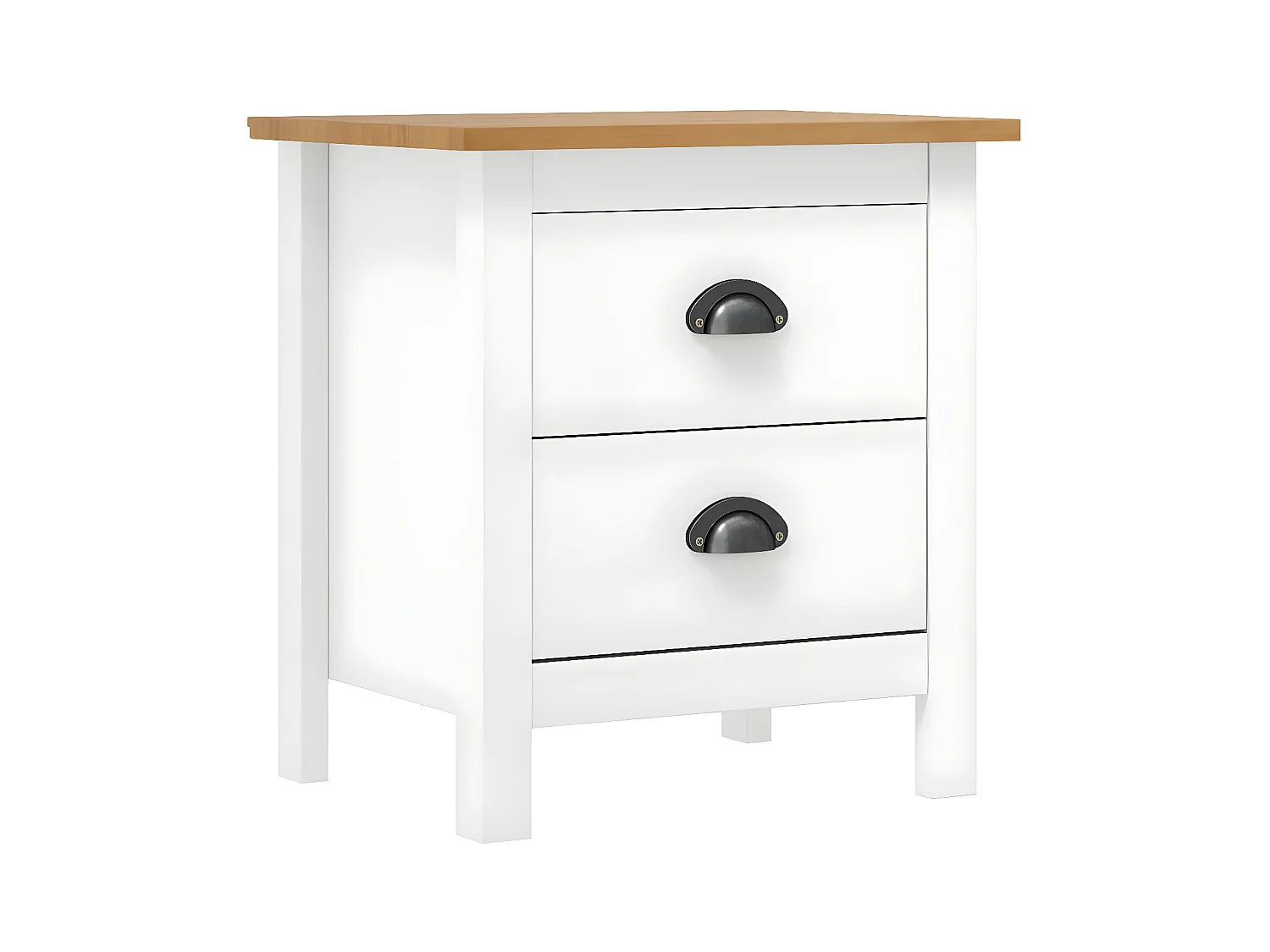 Table de chevet Hill Blanc 46x35x49,5 cm Bois de pin solide